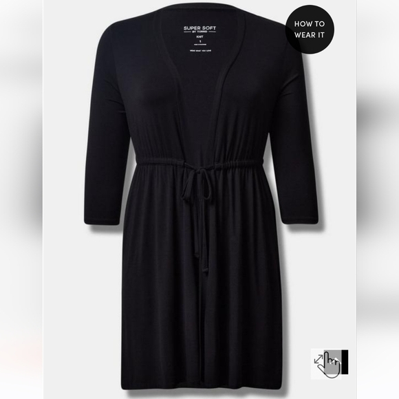 🆕️🖤 3X BLACK SUPER SOFT CARDIGAN - FRONT TIE WITH 3/4 SLEEVE🖤 - Picture 3 of 5